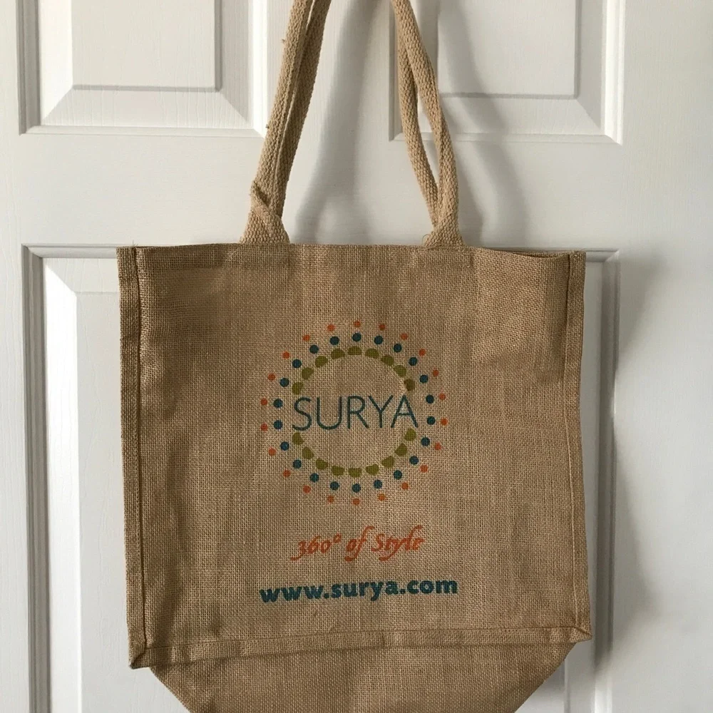 Surya burlap tote bag